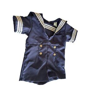 Vintage Navy Blue Toddler Sailor Outfit 2T R-Gee Originals Gold Buttons Stripe B